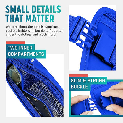 Alpha Keeper Hidden Travel Money Belt - RFID Blocking Waist Wallet & Passport Holder for Women and Men, Anti-Theft Slim Security Pouch