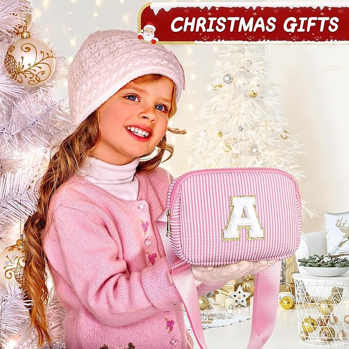 YOOLIFE Christmas Gifts for Girls Kids - Birthday Gifts for 3 4 5 6 7 8 9 10 11 12 13 Year Old Girl | Initial Fanny Pack Belt Bag Purse | Stocking Stuffers for Girls Teen Daughter Sister Pink L