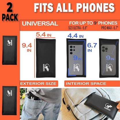Faraday Bag Anti-Tracking GPS RFID Car Key Signal Blocker Wallet Shielding Pouch Protective Case for Cell Phone Car Key FOB, Data Privacy, Electronic Device Security (2 Pack - Pocket Black)