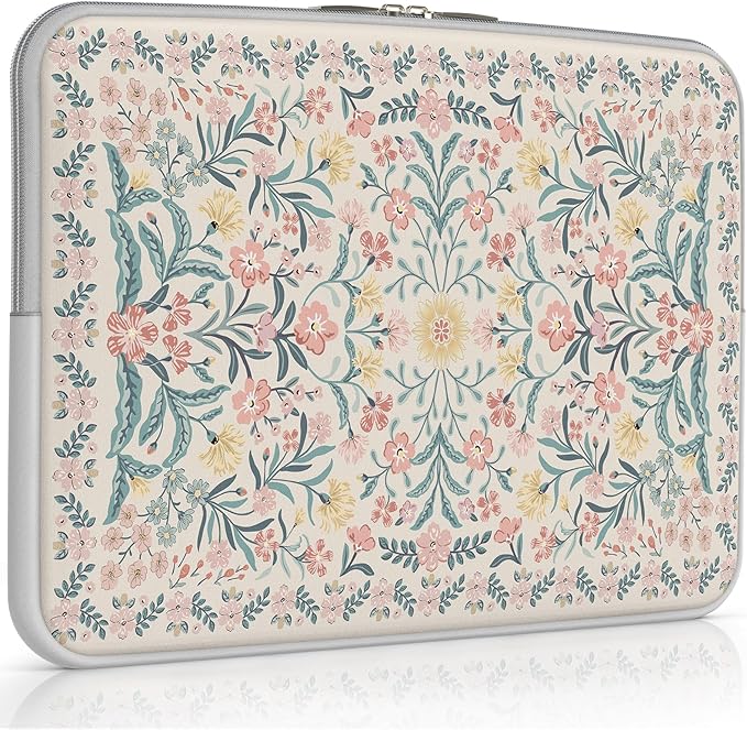 iCasso Laptop Sleeve 13 inch for MacBook Air 13-13.6 inch, Cute Laptop case for MacBook Pro 13 inch, Slim Protective Travel Carrying Case for MacBook Pro 14 inch, Chromebook, HP, Pink Boho Floral