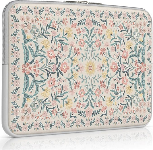iCasso Laptop Sleeve 13 inch for MacBook Air 13-13.6 inch, Cute Laptop case for MacBook Pro 13 inch, Slim Protective Travel Carrying Case for MacBook Pro 14 inch, Chromebook, HP, Pink Boho Floral