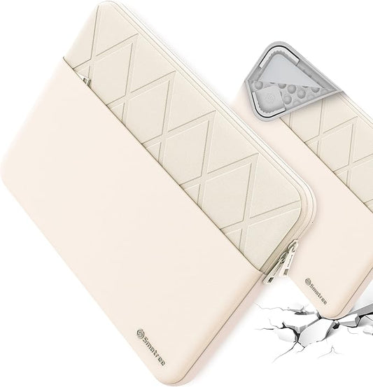 Smatree Laptop Sleeve for 15.6 inch Lenovo LOQ Essential Gen 9 Laptop Bag with Accessory Pocket, YKK Zipper, Patented Shockproof Design, White (E619W)