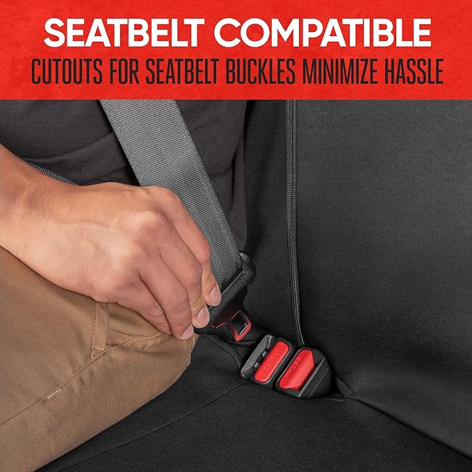 Motor Trend Waterproof Car Seat Covers Full Set – Black & Gray Seat Covers for Car Front & 60/40 Split Back Bench - Carseat Cover for Trucks, SUV - Universal Fit for Most Regular Size Vehicles
