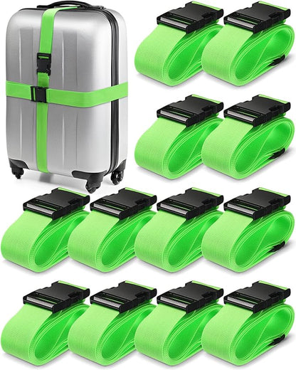 Saintrygo 12 Pack Luggage Straps for Suitcase TSA Approved Belts Wide Adjustable Packing Straps Travel Belts Accessories