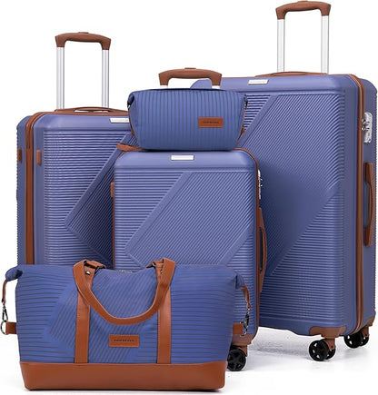 Luggage Sets 5 Piece, Suitcases With Wheels, Lightweight Travel Luggage Set With TSA Lock, ABS Hardshell Carry On Suitcase Set, Lavender