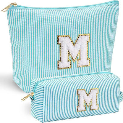 YOOLIFE Cute Travel Makeup Bag - Sweet 16 Gifts Sister Girlfriend Gifts Monogram Makeup Bag Make Up Bag Large Cosmetic Bags for Women Makeup Bag Friend Birthday Gifts Teen Girl Gifts Trendy Stuff M