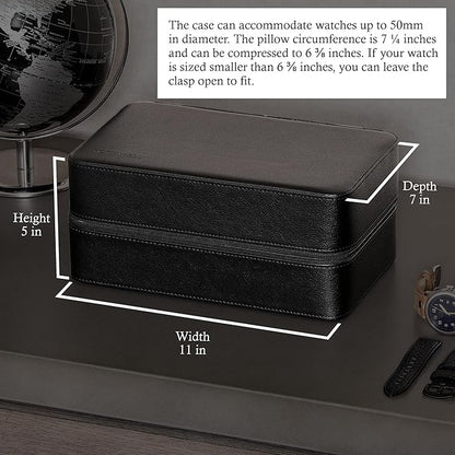 ROTHWELL 8 Watch Travel Case Storage Organizer for 8 Watches, Sunglasses, Rings & Cufflinks |Tough Portable Protection with Zipper Fits Most Wristwatches & Smart Watches Up to 50mm (Black/Grey)
