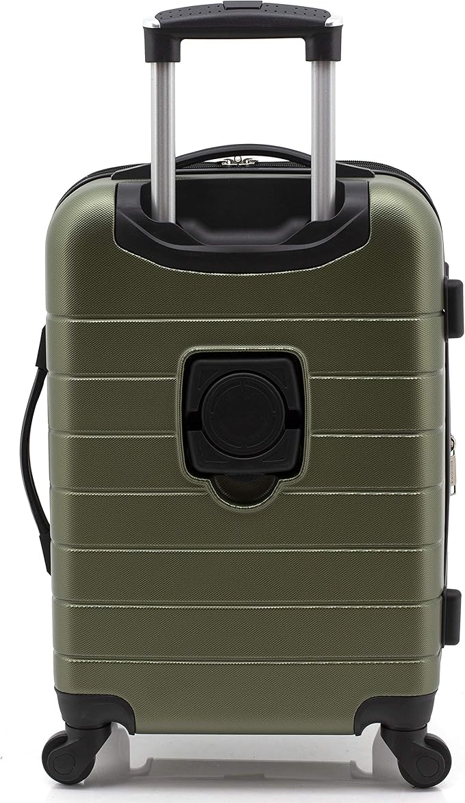 Wrangler Smart Luggage Set with Cup Holder and USB Port, Olive Green, 3 Piece