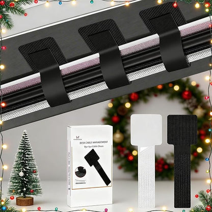 Under Desk Cable Management, Wire Organizers for Cords - Upgrade 48 PCS Sticky Back Self Adhesive Cable Ties, Hook and Loop Straps for Home or Office Use