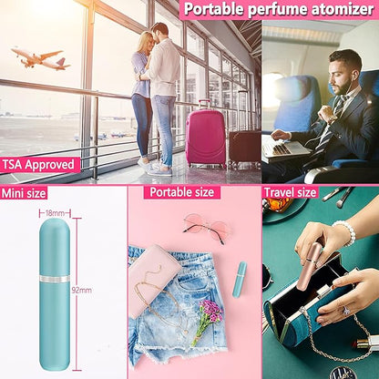 Travel Perfume Atomizer Refillable Bottle - 5ML Leakproof Luxury Travel Perfume Atomizer, Refillable Perfume Spray Bottle for Women (Light Blue)