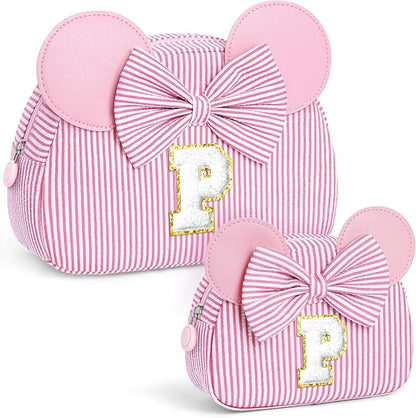 Initial Makeup Bag | Makeup Bags | Travel Cosmetic Bag | Birthday Gifts for Girls | Christmas Gifts for Kids | Birthday Gift for 4 5 6 7 8 9 10 11 12 13 Years Old Girl | Pink P