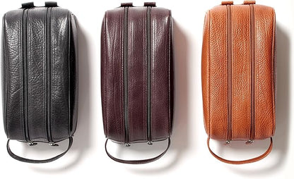 Leatherology Premium Espresso Double Zip Toiletry Bag