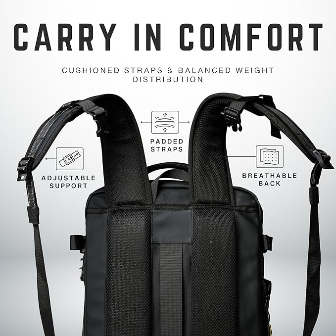 Vacuum Compression Travel Backpack Carry-On Flight Approved | 36–59L Expandable Personal-Item Size Bag with Built-in Vacuum Valve, TSA Lock, Laptop Sleeve, Waterproof Shell | Fits Under Airline Seats