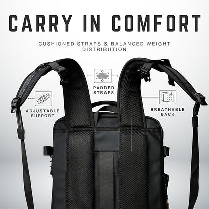 Vacuum Compression Travel Backpack Carry-On Flight Approved | 36–59L Expandable Personal-Item Size Bag with Built-in Vacuum Valve, TSA Lock, Laptop Sleeve, Waterproof Shell | Fits Under Airline Seats