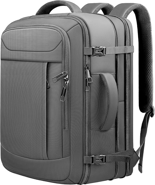 Carry On Backpack, Travel Laptop Backpack, Expandable 40-50L Large Luggage TSA Flight Approved Anti-Theft Laptop Bag, Sturdy 17 Inch TSA Friendly Water Resistant Business Bag for Men, Grey
