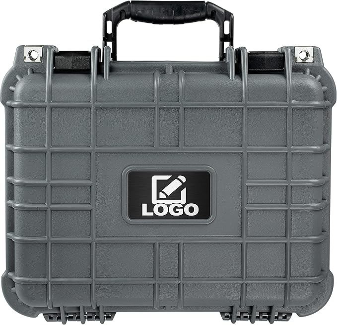Eylar Protective Gear and Camera Hard Case with Custom Logo Plate, Waterproof & Shockproof w/Foam TSA Approved 13.37 Inch 11.62 Inch 6 Inch (Gray)