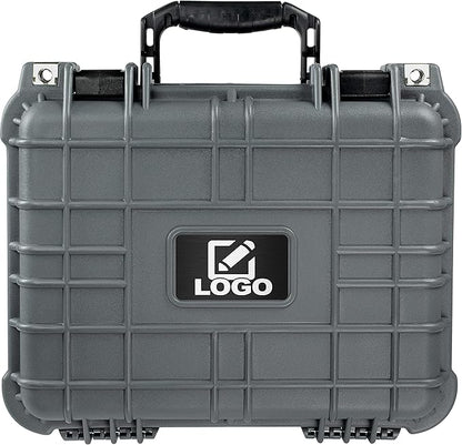 Eylar Protective Gear and Camera Hard Case with Custom Logo Plate, Waterproof & Shockproof w/Foam TSA Approved 13.37 Inch 11.62 Inch 6 Inch (Gray)