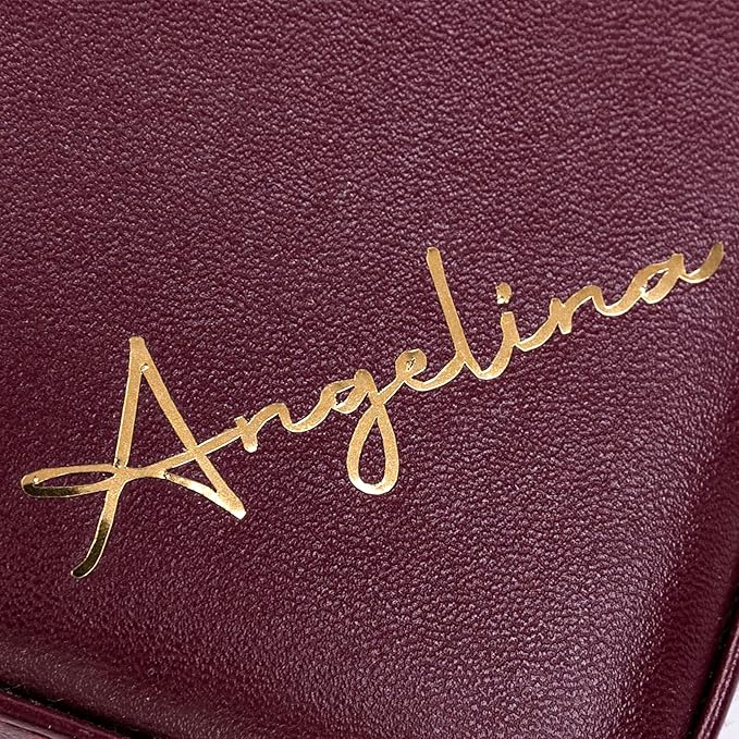 Angelina's Palace Personalized Jewelry Case with Name Engraved,Custom Leather Travel Jewelry Organizer Box for Rings,Earrings,Necklaces,Birthday Bridesmaid Gift For Women