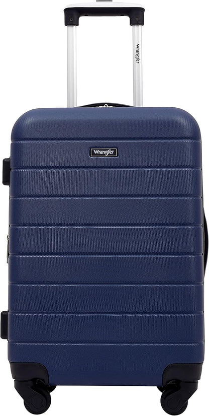 Wrangler Smart Luggage Set with Cup Holder and USB Port, Navy Blue, 2 Piece