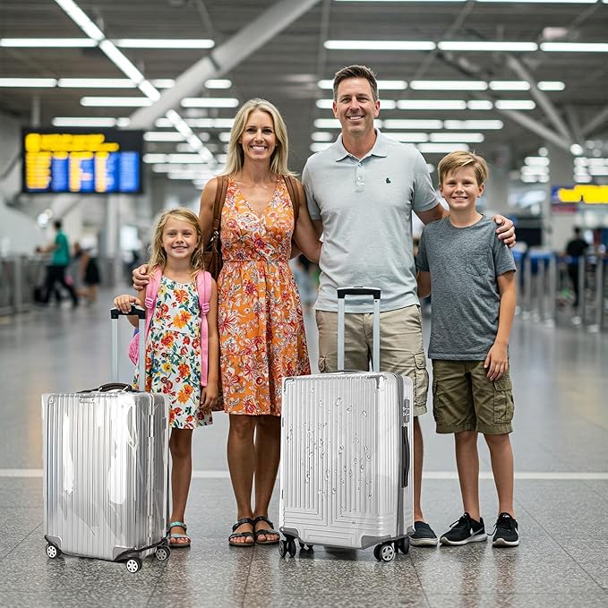 0.4mm Thick Transparent PVC Luggage Protector Cover Set, Waterproof TSA Approved Luggage Covers for Suitcase, Clear Suitcase Covers for 19-29 Inch Spinner Luggage
