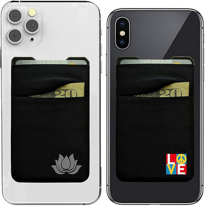 Gecko Travel Tech Double Pocket - Adhesive Card Holder - Cell Phone Pouch - Stick on Spandex Pocket - Carry Credit Cards and Cash (2 PACK - ENLIGHTENED - COMBO)