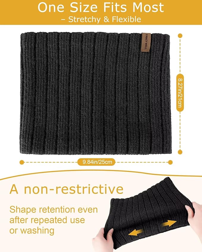 Winter Neck Gaiter for Men – 3 Pack Ski Neck Warmer, Fleece Face Mask Cover, Cold Weather Neck, Neck Warmers