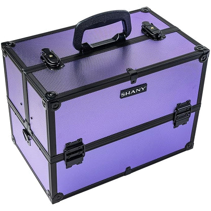 SHANY Essential Pro Makeup Train Case Cosmetic Box Portable Makeup Case Cosmetics Beauty Organizer Jewelry storage with Locks, Multi Compartments Makeup Box and Shoulder Strap - Lily