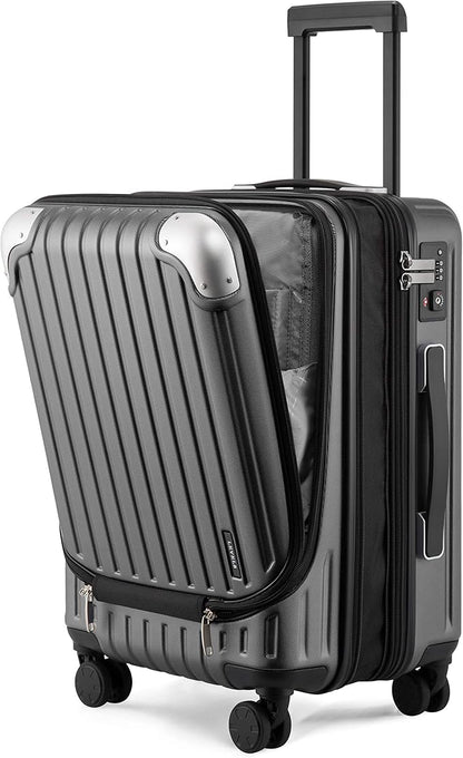 LEVEL8 Grace Carry on Luggage, 20 Inch Expandable Hard Shell Suitcases with Wheels, Abs+Pc Harshell Spinner Luggages with Tsa Lock, Travel Bag for Women Men, Grey
