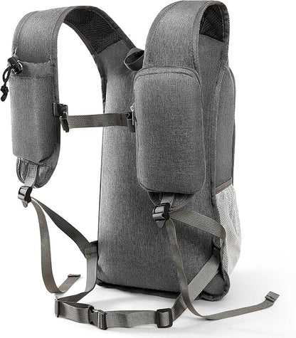 Small Hiking Backpack with Detachable Front Phone Holder, Foldable Packable Back pack with Chest and Waist Strap, Lightweight Daypack for Women Men (Gray, 15L)