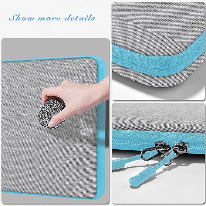 Slim Laptop Case 13.3 14 inch Sleeve, Rainproof & Shockproof Carrying Case for Notebooks Compatible with MacBook Pro 14" and All Models 13.3" MacBook Air/Pro, Most Popular 13"-14" PC,Gray-Blue
