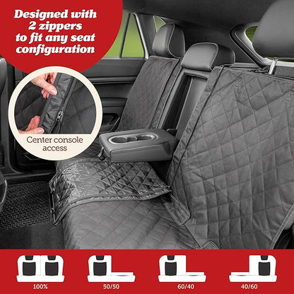 Lusso Gear Dog Car Seat Cover for Back Seat - Tan, Universal Fit - Waterproof & Non-Slip Oxford Fabric Cover - Protector for SUV & Truck - Pet Travel Accessory