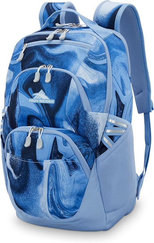 High Sierra Swoop SG Backpack, Travel or Work Laptop Bookbag with Drop Protection Pocket, and Tablet Sleeve, One Size, Blue Marble Swirl