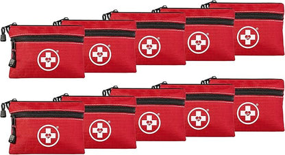 Swiss Safe 2-in-1 First Aid Kit for Car, Travel & Home, Businesses - Bonus Mini Kit for Medical Emergency Aid, Survival, Camping - 64 Piece, 10 Pack