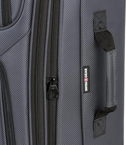 SwissGear Sion Softside Expandable Luggage – Medium Checked Suitcase with 360 Degree Wheels & Retractable Handle – 25 Inch, Perfect for 1-7 Night Trips – Dark Gray