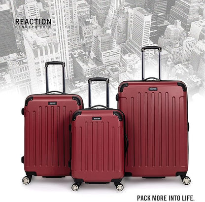 Kenneth Cole REACTION Renegade Luggage Expandable 8-Wheel Spinner Lightweight Hardside Suitcase, Scarlet Red, 24-Inch Checked