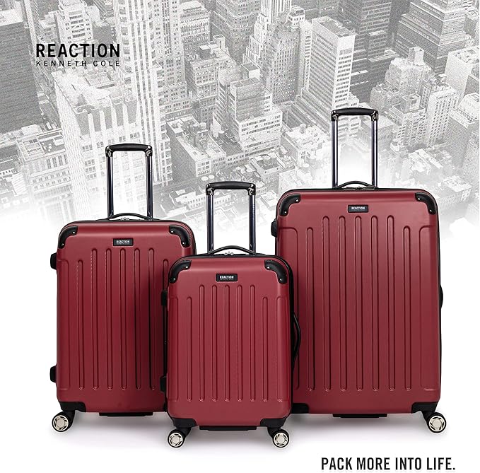 Kenneth Cole REACTION Renegade Luggage Expandable 8-Wheel Spinner Lightweight Hardside Suitcase, Scarlet Red, 28-Inch Checked