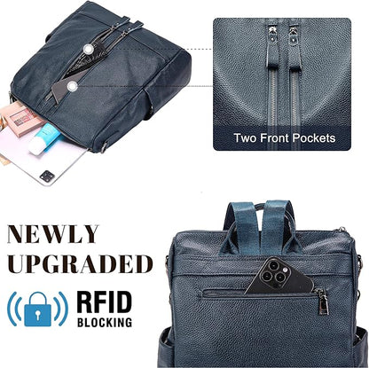 Genuine Leather Backpack Purse for Women: Fashion Ladies Convertible Backpack Designer Shoulder Handbag for Travel