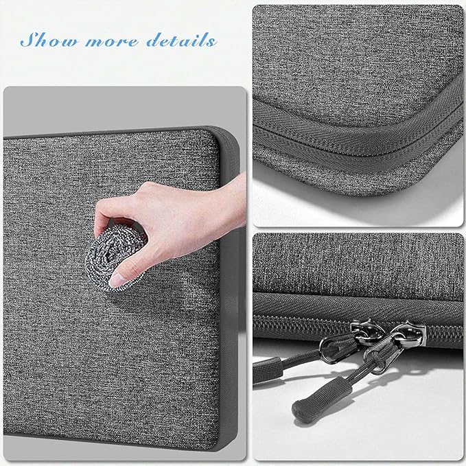 Slim Laptop Case 13.3 14 inch Sleeve, Rainproof & Shockproof Carrying Case for Notebooks Compatible with MacBook Pro 14" and All Models 13.3" MacBook Air/Pro, Most Popular 13"-14" PC,Dark Gray
