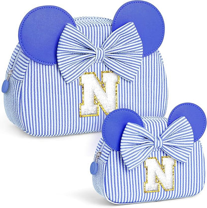 Initial Travel Makeup Bag for Girls | Cosmetic Bags | Kids Teen Girl Gifts | Birthday Gifts for Girls | Travel Makeup Bag | 6 7 8 9 10 11 12 13 Years Old Girl Gift - Blue N