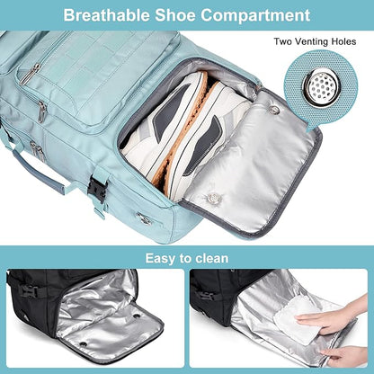 PIJUSHI Travel Backpack for Women Carry on Duffle Bag Backpack For Airplanes Luggage Rucksack with Shoe Compartment(PE048 Blue)