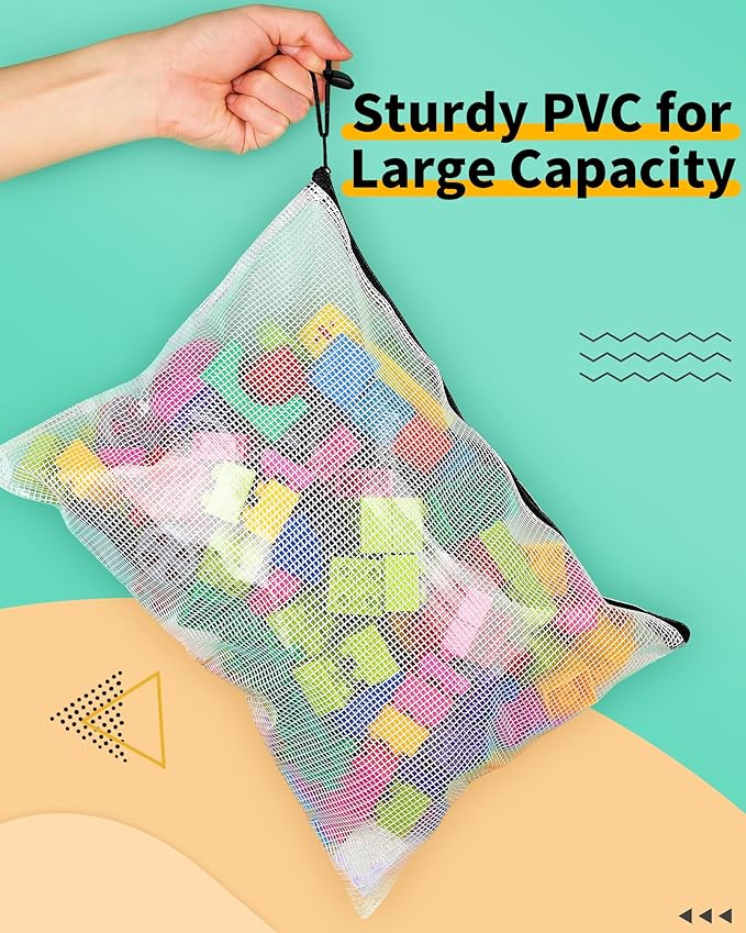 Smarpau Mesh Zipper Pouch, 24 Pack 8 Sizes Plastic Zipper Pouches for Organizing, Multipurpose Waterproof Zipper Bags for Travel, Office, Home Storage, Black