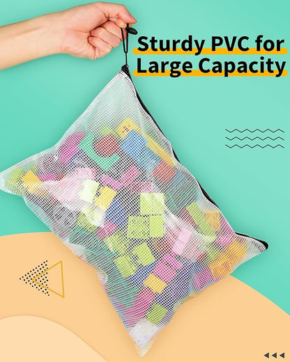 Smarpau A3 Mesh Zipper Pouch, 24 Pack 17.4" x 12.4" Large Zipper Pouches for Organizing, Multipurpose Waterproof Zipper Bags for Travel, Office, Home Storage, Black