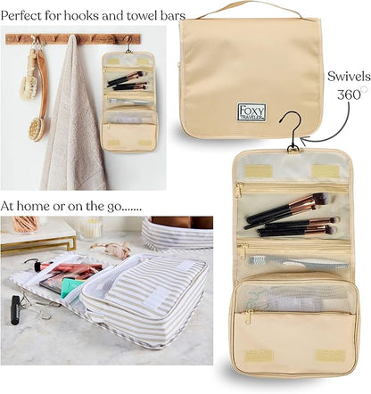 9 Set Packing Cubes - Suitcase Organizer, Cute Packing Cubes, Travel Bags Organizer for Luggage with Hanging Toiletry and Shoe Bag, Travel Essentials for Women, Men and Kids -Beige