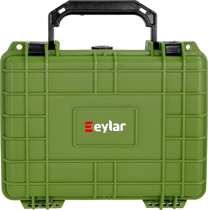 Eylar Protective Camera Hard Case Water & Shock Proof w/Foam, TSA Standards 9.12 inch 7.56 inch 4.37 inch (OD Green)