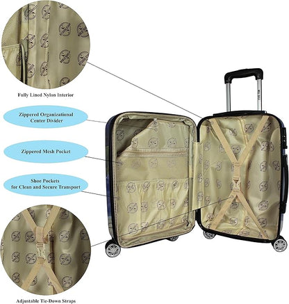 World Traveler VentureX Airline Approved 2-Piece Carry-On Luggage Set – Lightweight Hardside Polycarbonate Suitcase with Spinner Wheels - Palm Tree