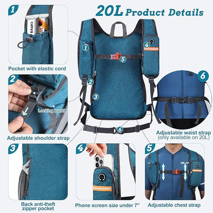 20L Small Hiking Backpack for Men Women Foldable Packable Back Pack Ultralight Hiking Daypack for Travel Camping Outdoor, Turquoise