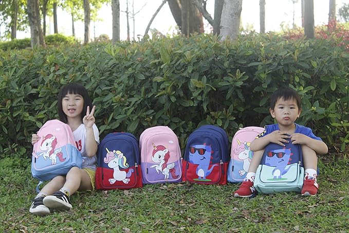 11 Inch Kids Toddler Preschool Travel Backpack Cool Cute Cartoon Daypack (Dinosaur Red)