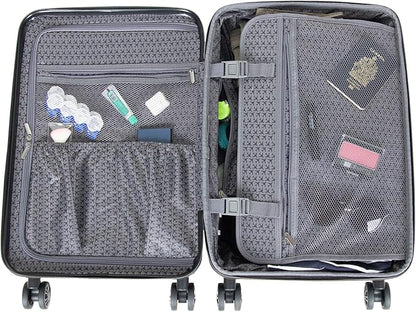 Kenneth Cole REACTION Madison Square Lightweight Hardside Chevron Expandable Spinner Luggage, Black, 2-Piece (20" Carry On + Backpack)