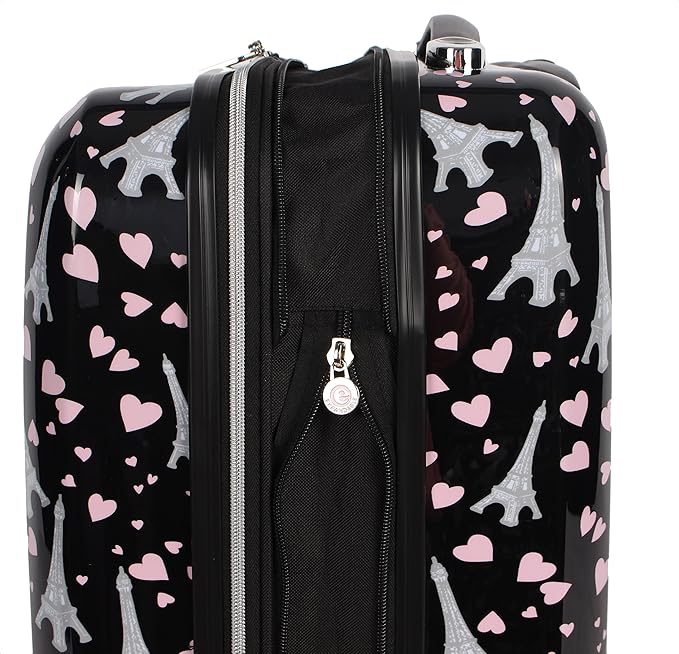 Betsey Johnson 30 Inch Checked Luggage Collection - Expandable Scratch Resistant (ABS + PC) Hardside Suitcase - Designer Lightweight Bag with 8-Rolling Spinner Wheels