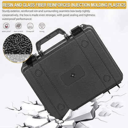 Protective Hard Case Shockproof Water-resistant with Customized DIY Foam Insert fit for Camera, etc, 14 X 11.5 X 3.7-Inch